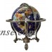 Unique Art 21-Inch Tall Blue Lapis Ocean Table Top Gemstone World Globe with Tripod Silver Stand w 50 US ST Stones   